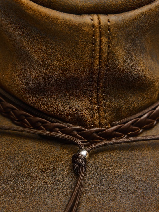 American Hat Makers Crusher Leather Cowboy Hat Premium Crushable Outback Size M main image 12